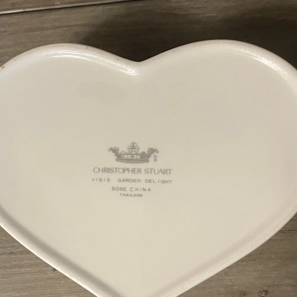 Vintage Garden Delight by Christopher Stuart Heart Shaped Bone China Trinket Box
